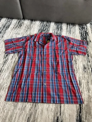 Polo Ralph Lauren Camisa de Pijama Tejido a Cuadros Azul y Rojo Top Para Hombre Talla Grande Foto 1 de 3
