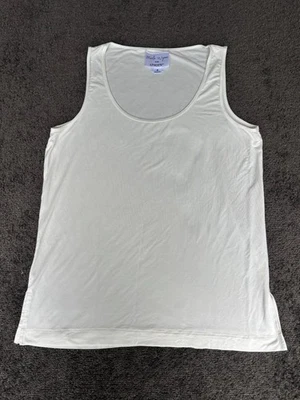 Camiseta sin mangas Chico's Marla Wynne para mujer pequeña blanca rayón elástica ajustada cuello redondo Foto 1 de 4