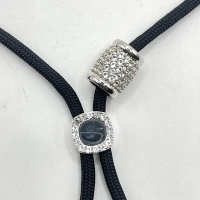 Collar DORSEY Azul Zafiro Pavé Deslizante Colgante 18K Vermeil/925 Bolo Foto 1 de 4