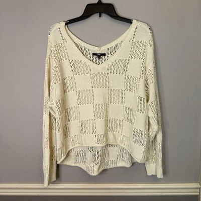 Vans Womens Open Knit Crop Sweater off white, beige Size Small - Image 1 of 4