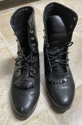 Botas ocidentais femininas Ariat de couro preto borla de equitação EUA 7,5 - Imagem 1 de 4