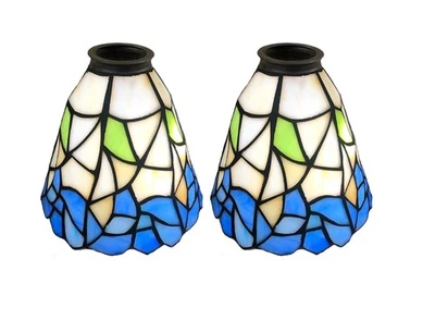 Tiffany cortinas de cristal, tonos azules y blancos, cortinas de abanico de vidrieras, l... Foto 1 de 4