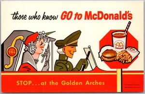Vintage 1962 McDONALD'S Fast Food Advertising Postcard Chauffeur / Rich Lady - Picture 1 of 2