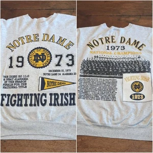 Vintage Notre Dame Fighting Irish Sweatshirt Herren L Crewneck 90s USA 2-seitige Grafik - Bild 1 von 24