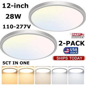 12 Inch 3600LM Flush Mount LED Ceiling Light,28W 5CCT Slim Ceiling Light Fixture - Picture 1 of 22