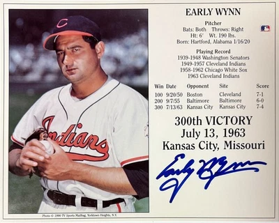 Foto/tarjeta 8x10 firmada por Early Wynn Cleveland MLB 300th Victory - certificado de autenticidad/boleto/patio Foto 1 de 3