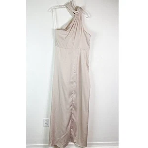 Elle Zeitoune NWT Grace Halter Neck Satin Wrap Dress Champagne Pearl Size XL - Picture 1 of 8