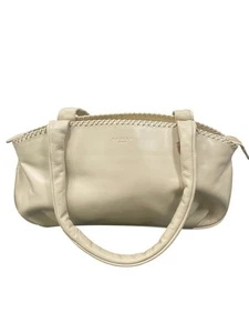 Radley Cream Leather Handbag Zip Woven Stitching Lined - Picture 1 of 9