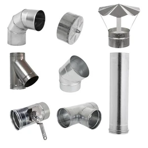 Galvanised Steel Pipe Chimney Elbows Duct Cowl Tube Bracket Accessories - Picture 1 of 19