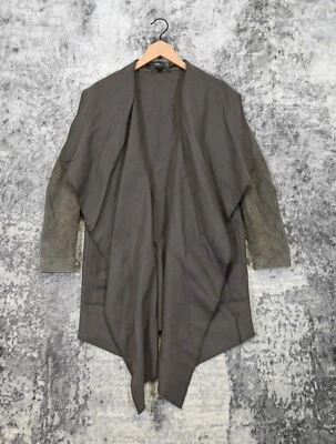 All Saints Gray Wool Suede Sleeve Open Front Drape Suri Wrap Coat Size 8 - Image 1 of 4