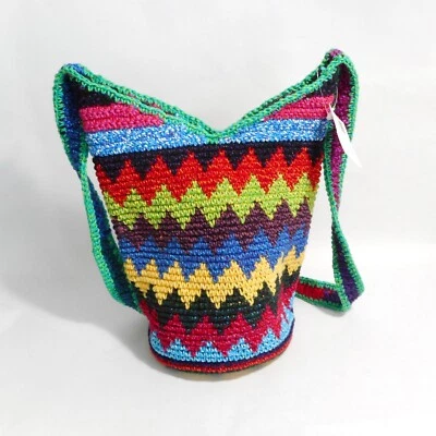 Bolso Bandolera Tejido Crochet Mexicano Hecho a Mano Boho Playa Festival Foto 1 de 4
