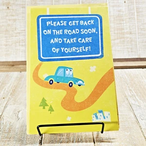 American Greetings Get Well Soon Card Yellow Road Older Model Car Humor - Picture 1 of 8