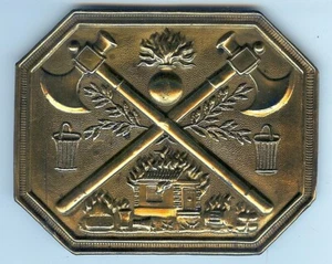 Plaque de giberne - Plaque giberne POMPIERS modèle 1825 à la maison en feu - Picture 1 of 2