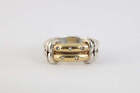 ALS Italy 18k Yellow Gold & 925 Silver Diamond Cable Ring Size 6.5 (9.35g.)