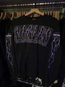 Vintage 90s | 1995 | Harley Davidson | Purple Lightning | LS Shirt | Medium - Bild 1 von 8