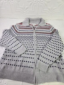 Christopher & Banks Full Zip Cardigan Pullover grau Fair Isle Damen Gr. X Urlaub - Bild 1 von 14