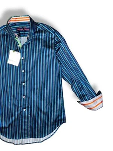 NWT $188 ROBERT GRAHAM X Collection “Skimmer” Button Down Shirt Stripe Blue sz M - Picture 1 of 14