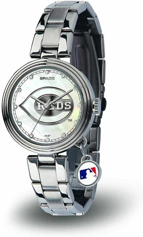 NEW! CINCINNATI REDS WOMEN'S CHARM WATCH MOTHER OF PEARL LICENSED Cover
