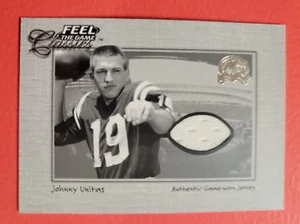 JOHNNY UNITAS JUEGO TARJETA JERSEY USADA 2000 FLEER FEEL THE GAME CLÁSICOS POTS - Imagen 1 de 2