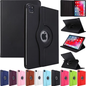 For Apple iPad Pro M4 Air M2 11" 13" 2024 Leather Rotate Stand Case Stand Cover - Picture 1 of 56