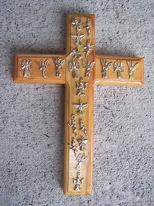 Kreuz - Milagro Kreuz aus Holz mit 21 goldenen Engeln Milagros - Mexiko - Bild 1 von 1