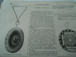 Gravure 1870 - Les Bombes de Belleville - Picture 1 of 1