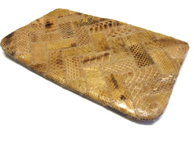 Vintage Golden Brown Snakeskin Purse Patchwork Clutch Magnum Handbags - Image 1 of 4