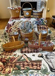 LONGABERGER Grandma Bonnie's May Series 8 Basket Bundle + Woven 50x60" Throw - Picture 1 of 7