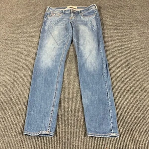 Hollister Jeans Womens 9 R Bleu Denim Faded Skinny Embroidered 32x31 Low Rise - Picture 1 of 16