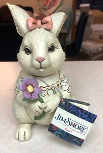 Jim Shore White Pink Bow “Faith” Bunny Rabbit 2011 Collection Outdoor Living - Picture 1 of 10