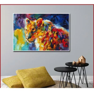 Animal Hand-painted Oil Painting Cheetah Home Decoration Mural Wall Painting - Picture 1 of 4