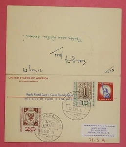 UY16 - RARO USADO POR CORREO - RESPUESTA COMPLETA PC también es FDC de ALEMANIA B366 y B367 - Imagen 1 de 2