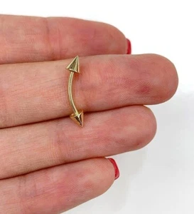 Anillo de cejas piercing barra barra barra púa blanco 4 mm oro real 14K 16G - Imagen 1 de 13