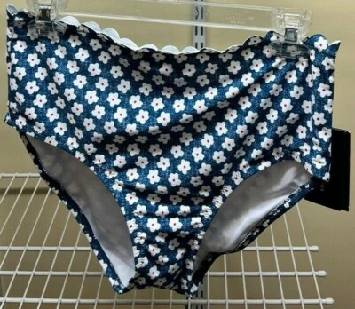 Tommy Hilfiger Ditsy Daisy Scalloped High-Waist Bikini Swim Bottom Sz Medium NWT - Image 1 of 4