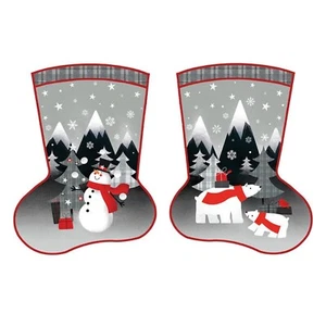 Red & Grey Christmas Stocking - 100% Cotton - AS 1141865101 - Picture 1 of 1
