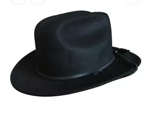 Rockmount Ranch Wear Youth L Black Felt Cowboy Hat Chin Strap $72 - Picture 1 of 6