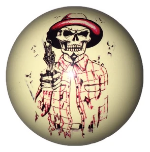 Pool/Billiards Custom Cue Ball Red Cowboy Skull with Gun Great Gift! - Picture 1 of 1