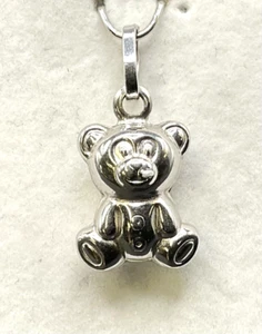 New 14k White Gold Puffed TEDDY BEAR Charm/Pendant - Picture 1 of 1