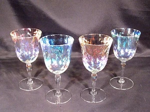West Virginia Glass Specialty Iridescent Luster Water Goblets Set of 4 - Picture 1 of 10
