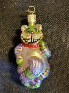 Vecchio Mondo Natale OWC Cheshire Gatto Vetro Ornamento Alice Wonderland 3,5" - Foto 1 di 6