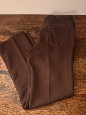Vintage LEVI’S Brown Polyester PANTS 38x 32 Scovill Zipper Black Tab Made In USA - Image 1 of 4