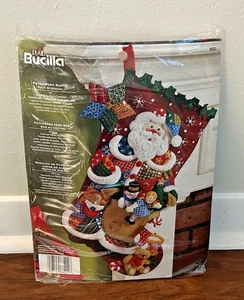Bucilla PATCHWORK SANTA 86202 Felt Christmas Stocking Kit New 18" - Picture 1 of 7