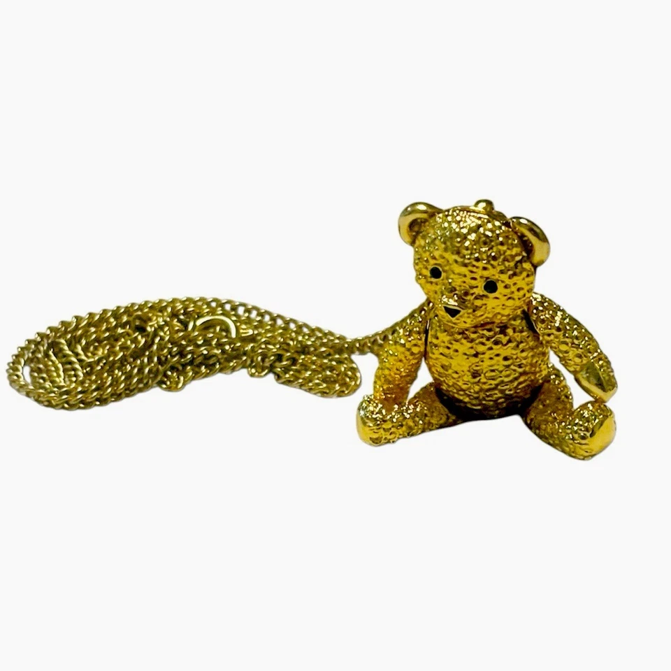 De Colección NAPIER Articulado Articulado Oso de Peluche Broche Colgante Collar Tono Dorado Foto 1 de 4