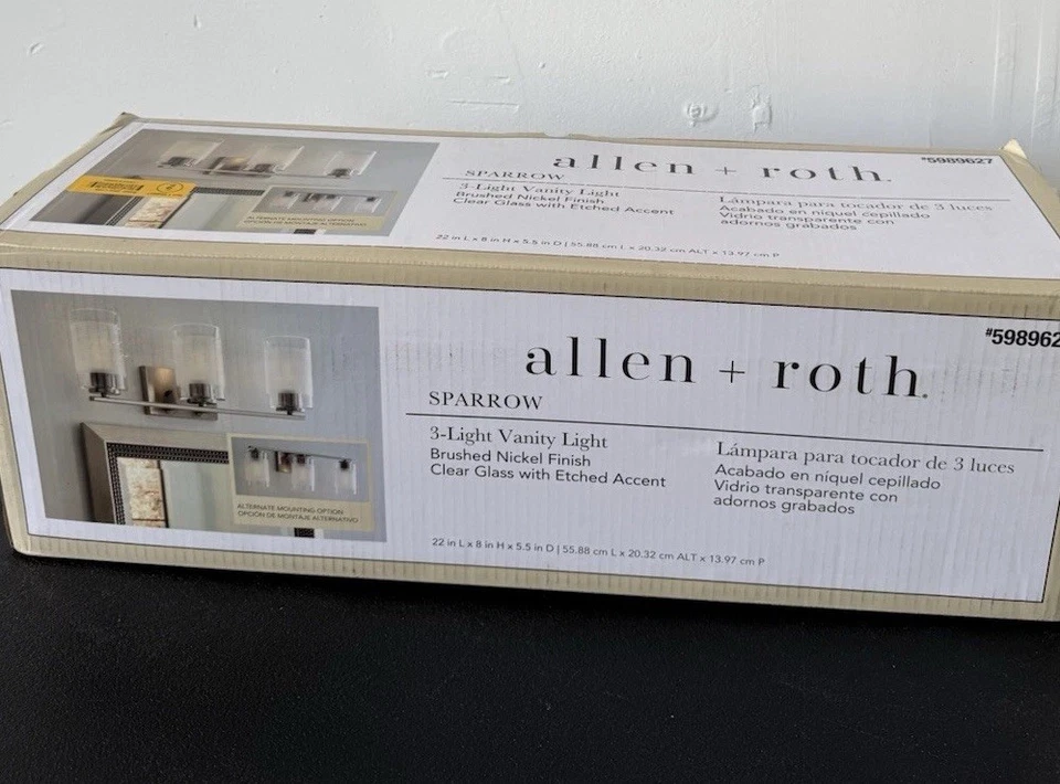 allen + rothSparrow 22-in 3 -Light Brushed Nickel CoastalVanity light - Image 1 of 1