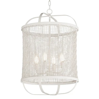 Maxim 22474 Cestino 4 Light 19"W Wood Pendant - White - Image 1 of 4