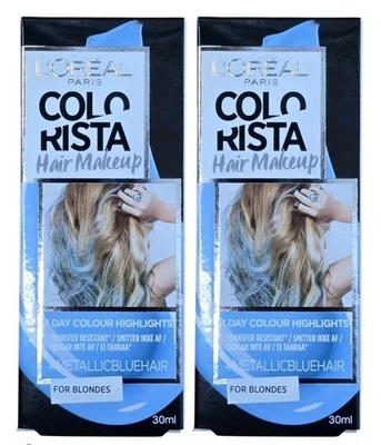2 X L'Oréal Colorista Hair Makeup Metallic Blue 30mL Colour for Blondes - Loreal - image 1 of 3