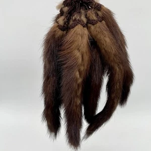 Lot Of 11 Vintage Mink Tails Tassles Dark Brown Real Fur Craft - Picture 1 of 7