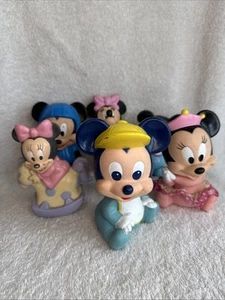 Vintage Six (6) Playskool Arco Disney Babies Bath Fun Toys Mickey Minnie Squeaky - Picture 1 of 14