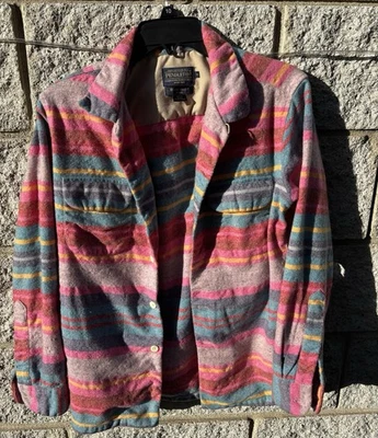 Pendleton Original Camisa de Tablero Cuello Lazo Rosa Verde Azulado Multicolor Rara Abotonada Foto 1 de 4
