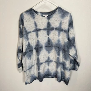 Suéter Pure J JILL Mujer Talla Pequeña Azul Tie Dye Playa Boho Calce Cuadrado Manga 3/4 - Imagen 1 de 7